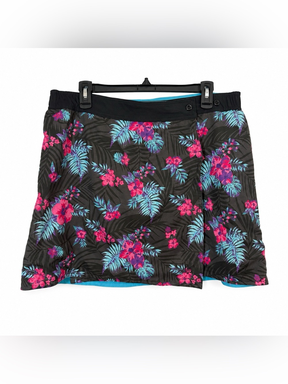 UV Skinz UPF 50+ Gray Blue Tropical Floral Wrap Golf Tennis Skort L/XL Skirt
